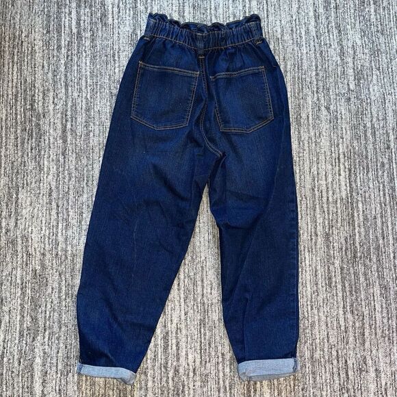 No Boundaries Womens Barrel Jeans Juniors Sz Sm 3/5 Paper Bag Waist Dark Wash - Picture 4 of 7